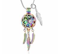 BAOWIQI Collana con ciondolo a forma di acchiappasogni, per ceneri e | Collana commemorativa in acciaio inox, per conservare le ceneri di animali domestici, gatti, cani, con strumento di