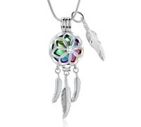BAOWIQI Collana con ciondolo a forma di acchiappasogni, per ceneri e | Collana commemorativa in acciaio inox, per conservare le ceneri di animali domestici, gatti, cani, con strumento di