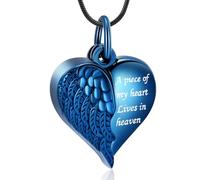 BAOWIQI Collana con urna a forma di cuore con ala d'angelo, ipoallergenica, gioiello commemorativo per donne e uomini, Acciaio inossidabile, Nessuna pietra preziosa