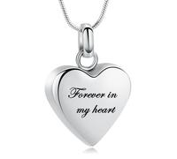 BAOWIQI Collana con urna a forma di cuore con impronta di zampa di cremazione, per donne e uomini, ciondolo commemorativo per ceneri umane, cani e gatti, Acciaio inossidabile, Nessuna pietra preziosa