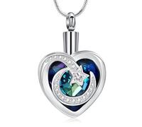 BAOWIQI Collana con urna a forma di cuore per ceneri stella luna cremazione gioielli per donne uomini in acciaio inox ciondolo commemorativo per animali domestici umani ricordo gioielli cenere