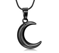 BAOWIQI Collana con urna lunare per ceneri gioielli per cremazione per donne e uomini, ciondolo commemorativo in acciaio inossidabile per animali domestici umani, ricordo di cenere, gioielli per lutto