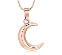 BAOWIQI Collana con urna lunare per ceneri gioielli per cremazione per donne e uomini, ciondolo commemorativo in acciaio inossidabile per animali domestici umani, ricordo di cenere, gioielli per lutto