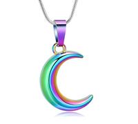 BAOWIQI Collana con urna lunare per ceneri gioielli per cremazione per donne e uomini, ciondolo commemorativo in acciaio inossidabile per animali domestici umani, ricordo di cenere, gioielli per lutto