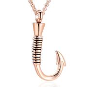 BAOWIQI Collane a forma di amo da pesca, per cenere, pesca, cremazione, gioielli da uomo, Acciaio inossidabile, Non pietra preziosa