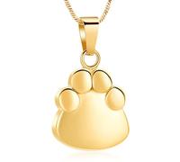 BAOWIQI Collane con urna per ceneri con impronta di zampa, gioielli per | Acciaio inossidabile, collana commemorativa, ciondolo per urna, portacenere per animali umani, gioielli ricordo