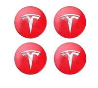 BAOYBS 4 Pezzi Coprimozzo Ruota Adesivi per Tesla Model 3 Highland, Elegante Personalizzato Autoadesivo Adesivi Copriruota Stickers Protezione Polvere Ruggine,Red-56mm