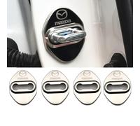 BAOYBS 4 Pezzi Serratura Portiera Auto per Mazda 2 CX9 CX5 CX30 CX3 CX7, Protezione della Serratura Portiera Dell'auto in Acciaio Inossidabile Impermeabile Antiusura,Silver