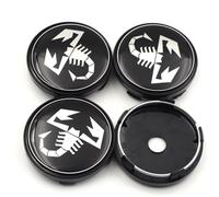 BAOYBS 4 Tappi Coprimozzi Auto per Abarth 595 2012-2016, Impermeabili Antipolvere Copricerchi Resistente Ai Graffi ABS di Alta qualità Tappi di Cerchioni 60mm,Black