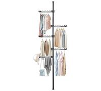 BAOYOUNI Appendiabiti Telescopico con 5 Bracci, Attaccapanni da Pavimento a Soffitto in Metallo, Asta Regolabile in Altezza da 110 cm a 310 cm, per Ingresso Cabina Armadio Balcone Ufficio, Nero