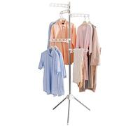 BAOYOUNI Interno Stendino Pieghevole in Metallo Portatile Treppiedi Stendibiancheria Verticale Appendiabiti con 5 Regolabile Braccia, Salvaspazio, 188 x 68,5 cm, Colore: Avorio