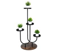 BAOYOUNI Porta Piante da Interno, Scaffale per Fiori in Legno e Metallo, Supporto Espositore Decorativo per Esterno, Balcone, Soggiorno, Giardino, Ufficio, Angolare, 44 x 44 x 100cm