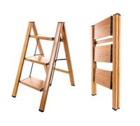 Baoyouni - Scaletta a 3 gradini in alluminio leggero, pieghevole, portatile, con gradini antiscivolo e ampie piattaforme, capacità di 150 kg (330 libbre), per cucina, giardino, casa, ufficio - Nero +