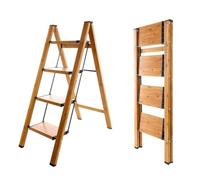 BAOYOUNI - Scaletta a 4 gradini in alluminio leggera, pieghevole, portatile, resistente, con ampie pedane antiscivolo, capacità 150 kg (330 libbre), per cucina, giardino, casa, ufficio, colore: nero +