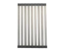 BAOYOUNI Scolapiatti da Appoggio Pieghevole in Alluminio, Gocciolatoio Arrotolabile sopra Lavello da Cucina, Organizer Tappetino per Essiccare Frutta, Verdura, Tazze e Piatti, 33 x 55cm, Grigio