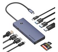 BAOZEE Docking station per laptop Dual Monitor, hub USB-C 10 in 1 con doppio HDMI 4K, Ethernet, ricarica PD 100W, USB 3.0 USB-A e USB-C con trasferimento dati da 5 Gbps, lettore di schede SD/TF, per