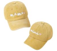 BAOZOON 2 cappelli da baseball genitore-figlio regolabili, mamma e mini cappellini abbinati retrò con chiusura a scatto per madre, bambino, figlia, figlio, Giallo, taglia unica