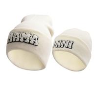 BAOZOON 2 Pz Genitore-Bambino Beanie Cappelli Mamma Mini Madre Figlia Figlio Cappello Corrispondente Inverno Caldo Berretto A Maglia Famiglia Beanie Hat, Bianco, taglia unica