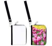 BAOZOON 2 pz sublimazione vuoto portamonete portamonete in pelle PU con cerniera vuoto trasferimento di calore mini portafoglio con cinturino, nero, bianco, 4.02 x 2.99 inches, Semplice