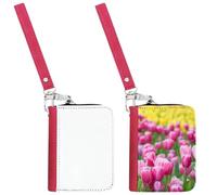 BAOZOON 2 pz sublimazione vuoto portamonete portamonete in pelle PU con cerniera vuoto trasferimento di calore mini portafoglio con cinturino, Rosa, Bianco, 4.02 x 2.99 inches, Semplice