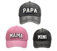 BAOZOON 3 cappelli da baseball genitore-figlio mamma papà mini figlia figlio bambino famiglia cappello retrò regolabile Snap Cap regalo abbinato, nero, rosa, taglia unica