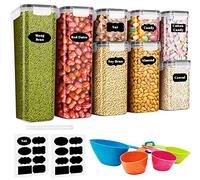 Baozun Set 8 Pezzi Contenitori Alimentari Per Cereali, Barattoli ermetici per alimenti, Senza BPA,Utilizzato per la Conservazione di Pasta, Cereali, Muesli, Farina, Spaghetti (2.8L+2L+1.4L+0.8L)