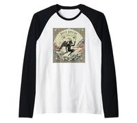 Baphomet Capra Cavalcando Una Strega Scopa Scusa Devo Andare Maglia con Maniche Raglan