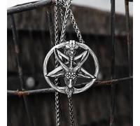 Baphomet - Collana con ciondolo a forma di testa di capra, in acciaio inox, 4,6 cm, stile gotico, punk, gotico e alla moda alternativa