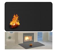 BAPPKON Tappeto ignifugo per camini, 90 x 60 cm, resistente al calore, 1,5 mm, per stufe a legna e uso interno ed esterno, protegge i pavimenti da scintille e braci, nero