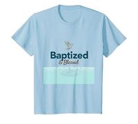 Baptized & Blessed Faith Colomba Battesimo Celebrazione Regalo Maglietta, Bambini, Celeste, 12 Anni