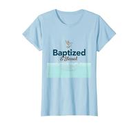 Baptized & Blessed Faith Colomba Battesimo Celebrazione Regalo Maglietta, Donna, Celeste, M