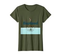 Baptized & Blessed Faith Colomba Battesimo Celebrazione Regalo Maglietta, Donna, Oliva, S