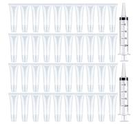 BAQI 50 contenitori vuoti da 10 ml con 2 siringhe erogatrici in plastica da 20 ml, riutilizzabili, per lucidalabbra e cosmetici, per donne e ragazze, per fai da te, Trasparente, Pattern 2, regolare