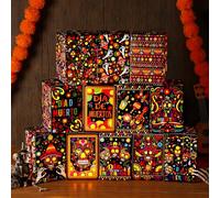 Baquler 24 decorazioni per feste con teschio di zucchero con luce Dia De Los Muertos decorazioni senza fiamma LED candele candele regalo per feste di Halloween forniture per interni ed esterni