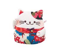 Bar Autotech Portamonete con cerniera Maneki Neko, gatto portafortuna, stile Chirimen Kimono stampa stile kawaii gatto, portamonete per monete e carte di credito, 03. Blu, 0.39x0.36x0.06 inch.
