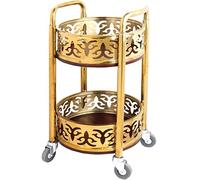 Bar Cart with Wheels High-End Restaurant Luxury Style Serving Cart,Portable Mobile Double Armrest Drink Cart,Banquet Service Equipment(Gold-80 * 40Cm)