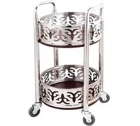 Bar Cart with Wheels High-End Restaurant Luxury Style Serving Cart,Portable Mobile Double Armrest Drink Cart,Banquet Service Equipment(Silver-80 * 40Cm)