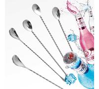 Bar Cocktail Stainless Steel Mixing Spoon Long Handle Reusable Stirring Spoon