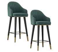 Bar Colazione Bhairs Set di 2 Sedie da Bar Moderne Sgabello Alto Imbottito in Velluto, Sgabelli Alti Girevoli con Schienale Curvo, Poggiapiedi e Poggiapiedi Antiscivolo, Sedia da Pranzo per Cucina p