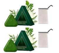 Bar de shampooing Triangle Nature, shampooing de savon solide à base de plantes naturelles pour les soins capillaires et la croissance pour les femmes et les hommes (Pack of 2)