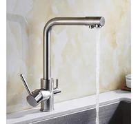 Bar Farmhouse Commercial, Gold/Black Solid Brass Crane per Tap Filter Water Filter a, Mixer per lavandino, Way Kitchen Faucet (Colore: Nickel)