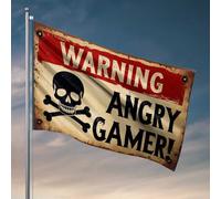 Bar For Man Cave Angry Gamer: The Warning Sign Bandiera Bandiera per Room Guys Portico Bandiera (30 x 45 cm)
