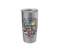 Bar Harbor Maine Octopus Lighthouse Since 1763 - Lettere blu Bicchiere termico in acciaio inox doppia parete