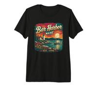 Bar Harbor Maine Vintage Coast Viaggi Bar Porto Maglietta Premium