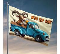 Bar Man Cave Decor Mean Old Goat Guidare un camion blu con birra. roba bandiera per camera dei ragazzi mobili per sala giochi (60 x 90 cm)