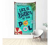 Bar Man Grotta Decor Life is Better by The Pool Tapestry Decorazione da parete per Dorm Birra Decorazioni per Grotta Uomo (dimensioni: 75 x 100 cm)
