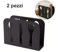 Bar organizer Porta tovaglioli da Tavolo Nero Metallo Supporto 2 Pezzi 10x13 cm