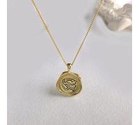 Bar Pendant Necklace,925 Carved Cartoon Elephant Round Necklace for Women Cute Sweet Girl Jewelry Accessories Gift/