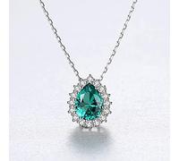 Bar Pendant Necklace,925 Water Drop Choker Necklace Charm Colorful Topaz Necklace Jewelry Gift/Green/40 ADD 5Cm