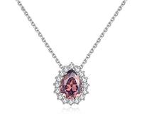 Bar Pendant Necklace,925 Water Drop Choker Necklace Charm Colorful Topaz Necklace Jewelry Gift/Purple/40 ADD 5Cm